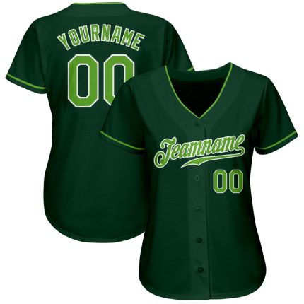 Custom Green Neon Baseball Jersey Authentic Style 5341 in Green and White Custom Green Neon Green-White Authentic Baseball