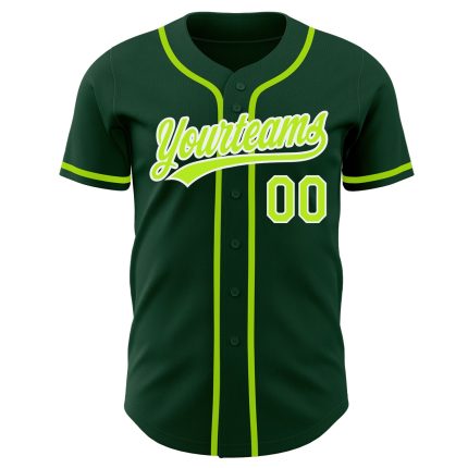 Custom Green Neon Baseball Jersey - Authentic Green-White Design for Fans Custom Green Neon Green-White Authentic Baseball