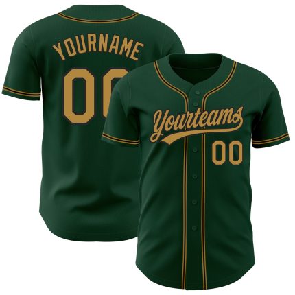 Green Custom Old Gold-Black Baseball Jersey - Authentic Design, Perfect for Fans and Players Custom Green Old Gold-Black