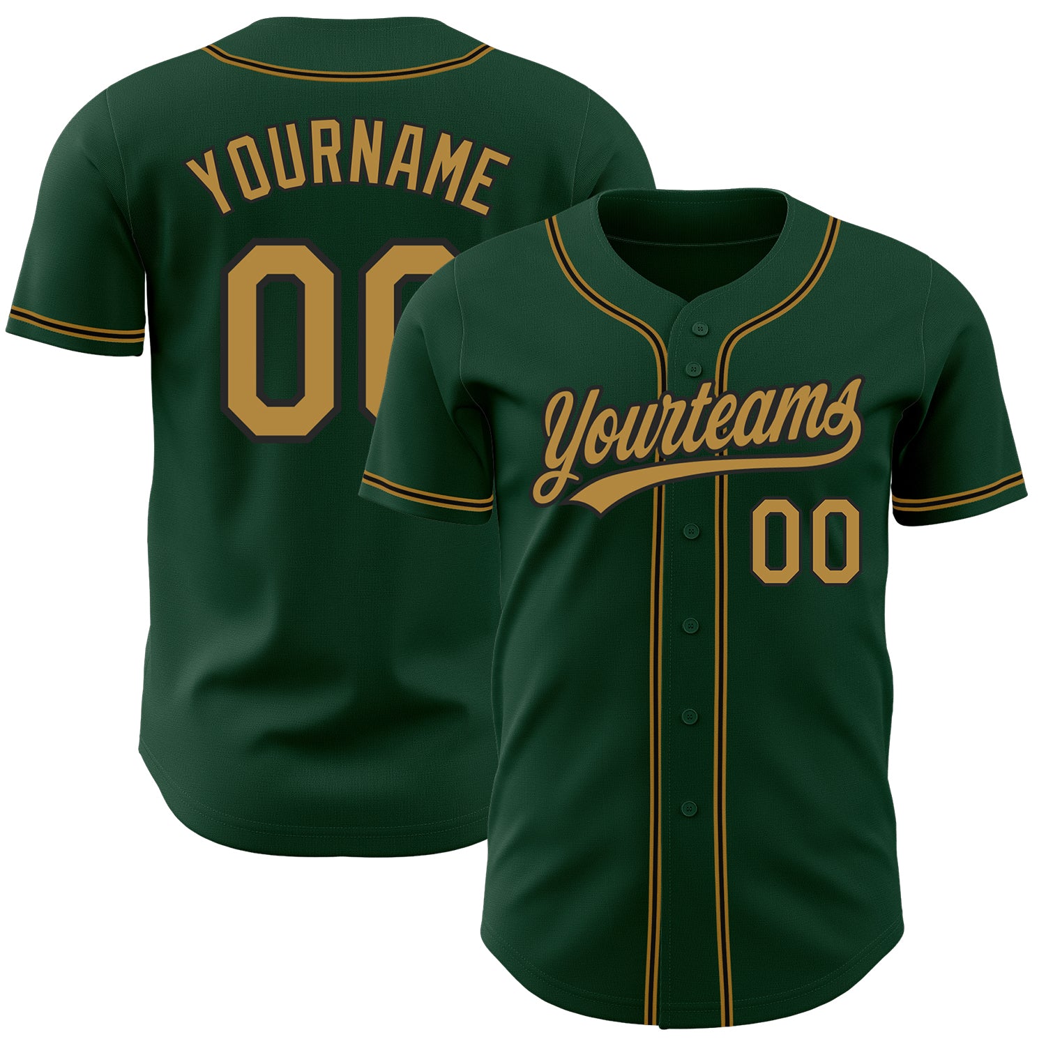 Green Custom Old Gold-Black Baseball Jersey - Authentic Design, Perfect for Fans and Players Custom Green Old Gold-Black