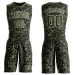 Custom Green Olive Black Basketball Suit Jersey Round Neck Sublimation Custom Green Olive-Black Round Neck Sublimation Basketball