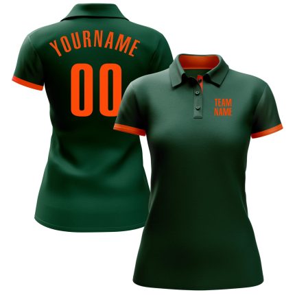 Custom Green Orange Golf Polo Shirt for Performance Wear Custom Green Orange Performance Golf Polo Shirt