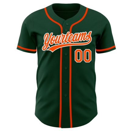 Custom Green Orange White Authentic Baseball Jersey for Men and Women Custom Green Orange-White Authentic Baseball Jersey