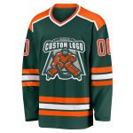 Custom Hockey Jersey - Green, Orange, and White Design for Personalized Team Spirit Custom Green Orange-White Hockey Jersey