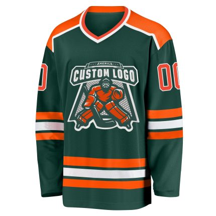 Custom Hockey Jersey - Green, Orange, and White Design for Personalized Team Spirit Custom Green Orange-White Hockey Jersey