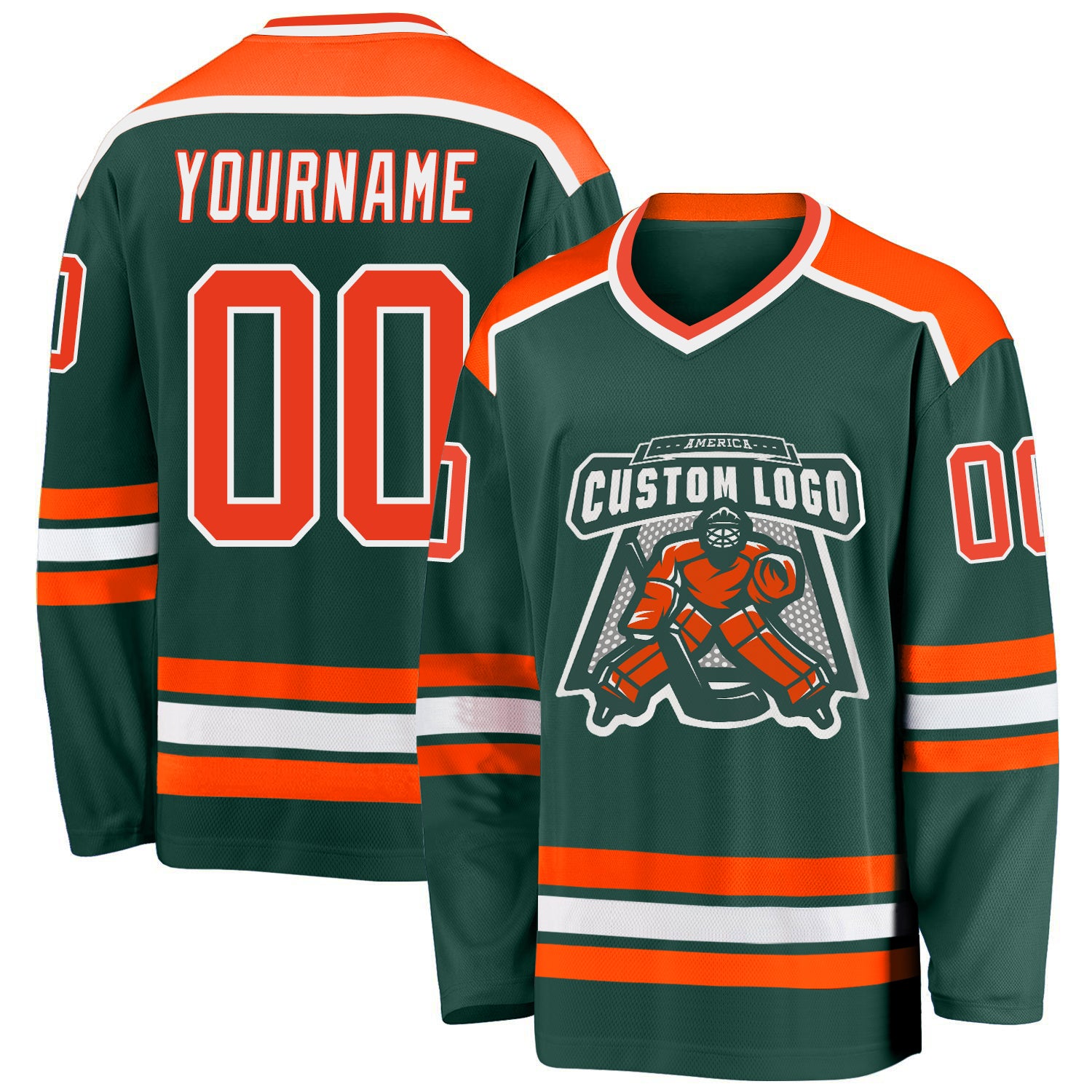 Custom Hockey Jersey - Green, Orange, and White Design for Personalized Team Spirit Custom Green Orange-White Hockey Jersey
