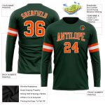 Custom Long Sleeve Performance T-Shirt in Green, Orange, and White Custom Green Orange-White Long Sleeve Performance T-Shirt