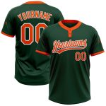 Custom Green Orange White Unisex Softball Jersey - Two-Button Design, Soft and Comfortable Fit Custom Green Orange-White