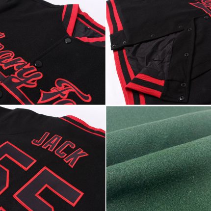 Custom Varsity Letterman Jacket Green Pink Cream Full-Snap Two Tone Bomber Custom Green Pink-Cream Bomber Full-Snap Varsity