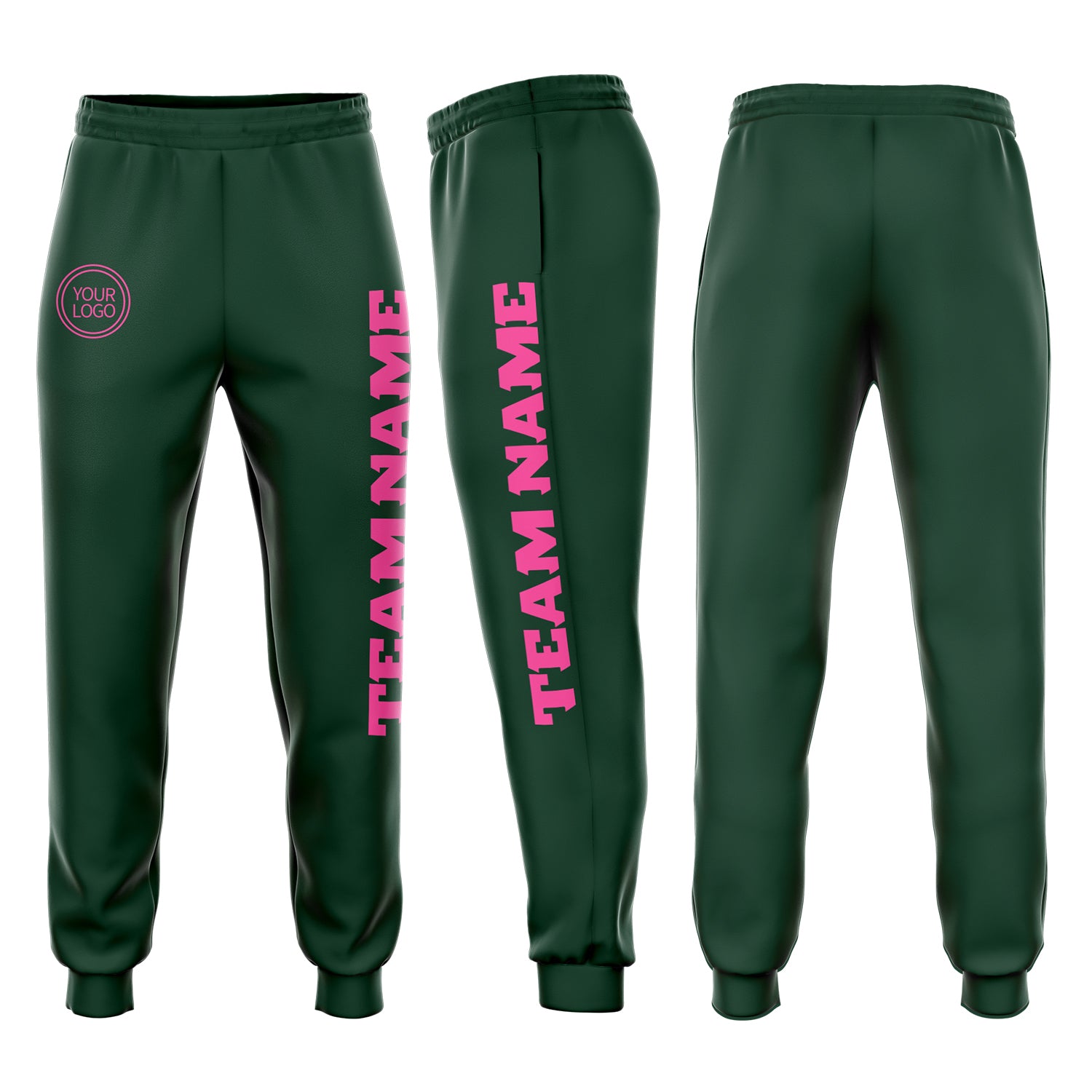 Custom Green Pink Fleece Jogger Pants for Women - Comfortable Sweatpants for Casual Wear Custom Green Pink Fleece Jogger