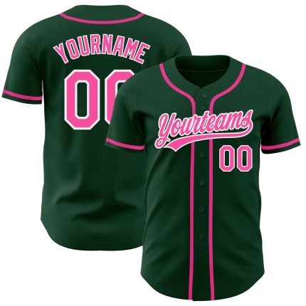 Custom Baseball Jersey Green Pink White Authentic Style 9447 Custom Green Pink-White Authentic Baseball Jersey Style 9447