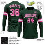 Custom Performance T-Shirt for Men & Women - Green Pink White Long Sleeve Custom Green Pink-White Long Sleeve Performance