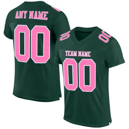 Custom Green Pink White Mesh Authentic Football Jersey for Men Custom Green Pink-White Mesh Authentic Football Jersey