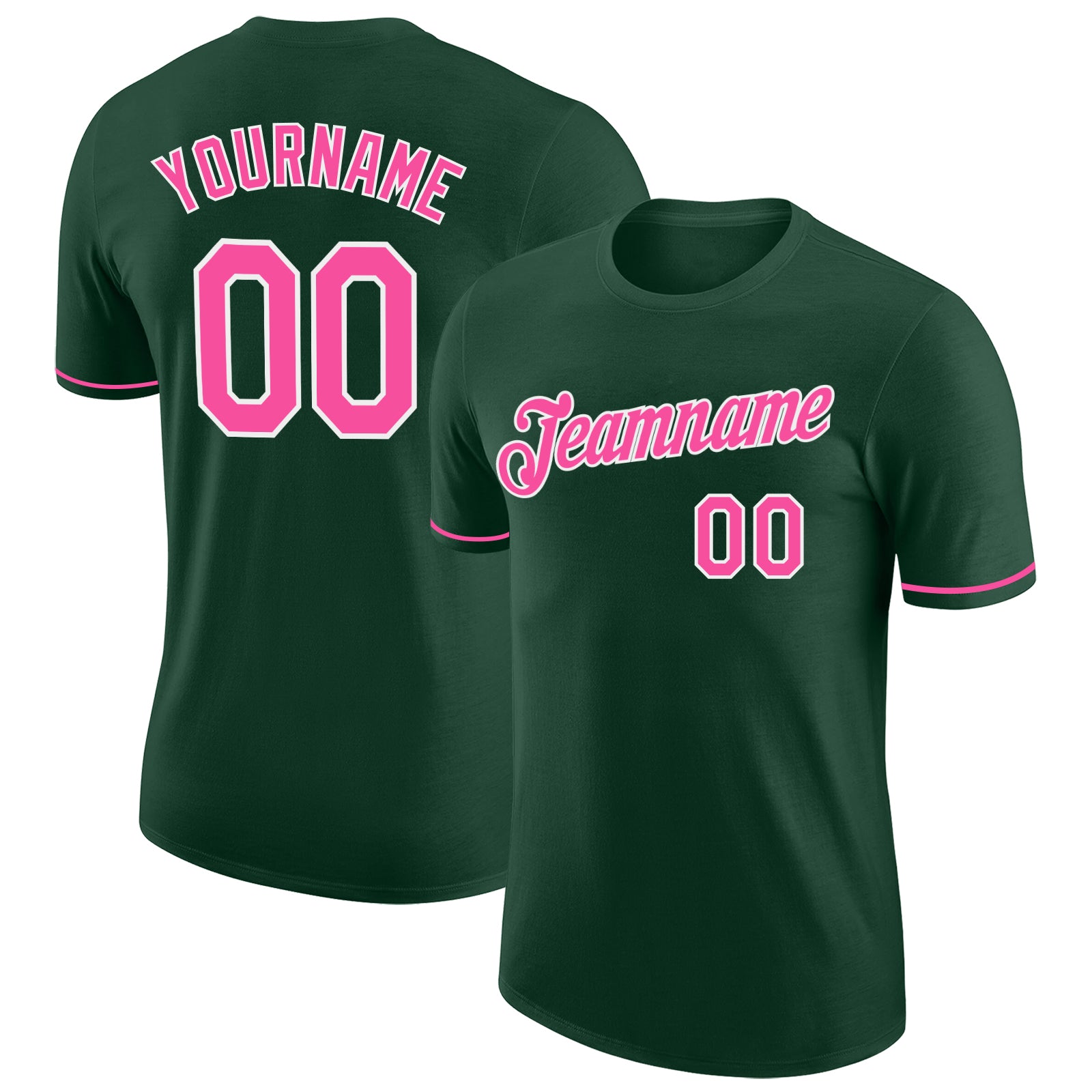 Custom Performance T-Shirt in Green, Pink, and White for Activewear Custom Green Pink-White Performance T-Shirt
