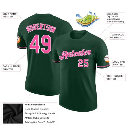 Custom Performance T-Shirt in Green, Pink, and White for Activewear Custom Green Pink-White Performance T-Shirt