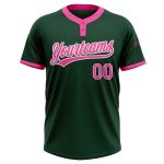 Custom Unisex Softball Jersey in Green, Pink, and White - Two-Button Design Custom Green Pink-White Two-Button Unisex Softball
