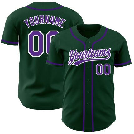Green Purple White Custom Baseball Jersey - Authentic Team Apparel Custom Green Purple-White Authentic Baseball Jersey