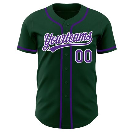 Green Purple White Custom Baseball Jersey - Authentic Team Apparel Custom Green Purple-White Authentic Baseball Jersey