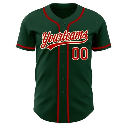 Custom Green Red Cream Baseball Jersey - Authentic Design, Perfect for Fans and Players Custom Green Red-Cream Authentic