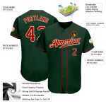 Custom Green Red Cream Baseball Jersey - Authentic Style 2483 Custom Green Red-Cream Authentic Baseball Jersey Style 2483