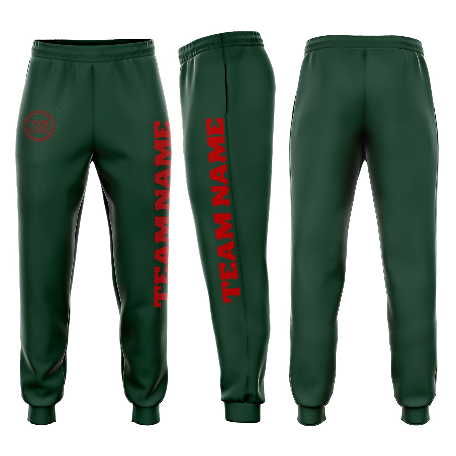 Custom Fleece Jogger Sweatpants for Men & Women in Green and Red Colors Custom Green Red Fleece Jogger Sweatpants