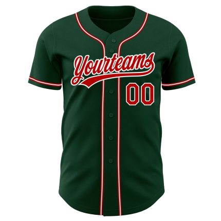 Custom Red White Green Authentic Baseball Jersey - Personalized Sports Apparel Custom Green Red-White Authentic Baseball
