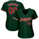Authentic Custom Baseball Jersey in Green Red White - Style 6055 Custom Green Red-White Authentic Baseball Jersey Style 6055