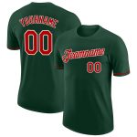 Custom Performance T-Shirt in Green Red-White for Active Wear and Sports Custom Green Red-White Performance T-Shirt