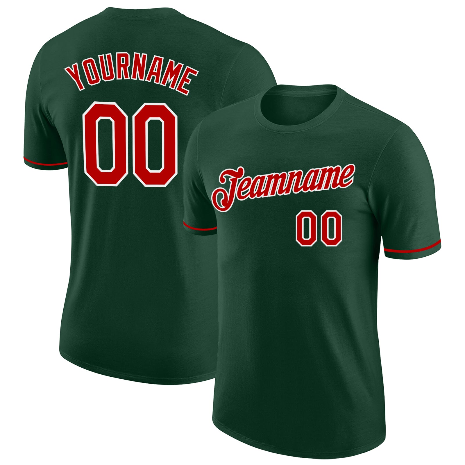 Custom Green Red-White Performance T-Shirt Custom Performance T-Shirt in Green Red-White for Active Wear and Sports Custom Green Red-White Performance T-Shirt