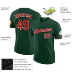 Custom Performance T-Shirt in Green Red-White for Active Wear and Sports Custom Green Red-White Performance T-Shirt