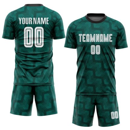 Custom Soccer Jersey Green White Black - Sublimation Uniform for Teams Custom Green White-Black Sublimation Soccer Uniform