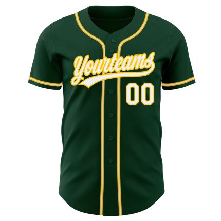 Custom Green White Gold Baseball Jersey - Authentic Design for Fans Custom Green White-Gold Authentic Baseball Jersey