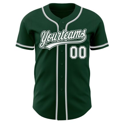 Custom Green White Gray Baseball Jersey - Authentic Sports Apparel Custom Green White-Gray Authentic Baseball Jersey