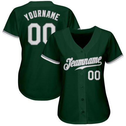 Custom Green White Gray Baseball Jersey Authentic Style 9099 Custom Green White-Gray Authentic Baseball Jersey Style 9099