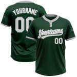Custom Green White Gray Two-Button Unisex Softball Jersey for Men and Women Custom Green White-Gray Two-Button Unisex Softball