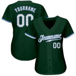 Custom Authentic Baseball Jersey - Green White Light Blue Design Custom Green White-Light Blue Authentic Baseball Jersey