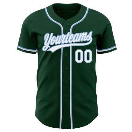 Custom Green White Light Blue Baseball Jersey - Authentic Style 8872 Custom Green White-Light Blue Authentic Baseball Jersey