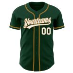Custom Green White Old Gold Authentic Baseball Jersey for Men Custom Green White-Old Gold Authentic Baseball Jersey