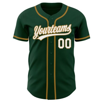 Custom Green White Old Gold Authentic Baseball Jersey for Men Custom Green White-Old Gold Authentic Baseball Jersey