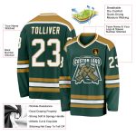 Personalized Green White Old Gold Hockey Jersey for Fans and Players Custom Green White-Old Gold Hockey Jersey