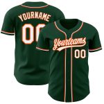 Custom Green and White Orange Baseball Jersey - Authentic Design for Sports Fans Custom Green White-Orange Authentic Baseball