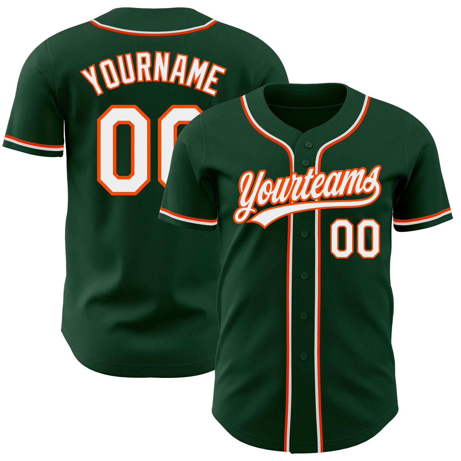 Custom Green and White Orange Baseball Jersey - Authentic Design for Sports Fans Custom Green White-Orange Authentic Baseball