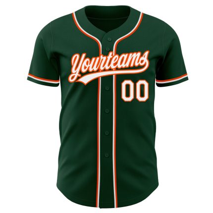 Custom Green and White Orange Baseball Jersey - Authentic Design for Sports Fans Custom Green White-Orange Authentic Baseball