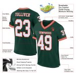 Custom Green White Orange Football Jersey Authentic Throwback Style Custom Green White-Orange Mesh Authentic Throwback Football