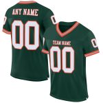 Custom Green White Orange Football Jersey Authentic Throwback Style Custom Green White-Orange Mesh Authentic Throwback Football