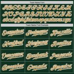 Custom Green White Pinstripe Baseball Jersey - Authentic Old Gold and White Design Custom Green White Pinstripe Old Gold-White