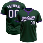 Custom Green White Purple Unisex Softball Jersey - Two-Button Design, Comfortable Fit Custom Green White-Purple Two-Button