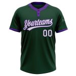 Custom Green White Purple Unisex Softball Jersey - Two-Button Design, Comfortable Fit Custom Green White-Purple Two-Button