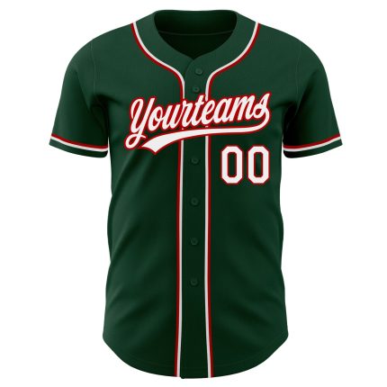 Custom Green Red White Authentic Baseball Jersey for Men and Women Custom Green White-Red Authentic Baseball Jersey