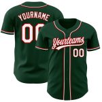 Custom Green Red White Authentic Baseball Jersey for Men and Women Custom Green White-Red Authentic Baseball Jersey